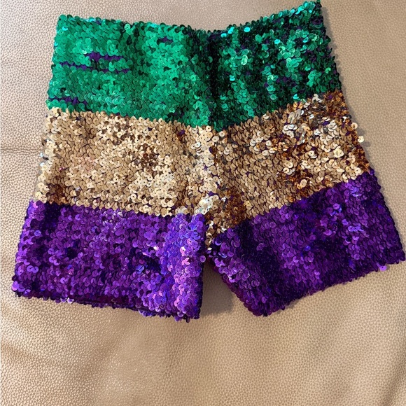 Sequin Women's Shorts - Green, Gold, and Purple - Picture 4 of 4